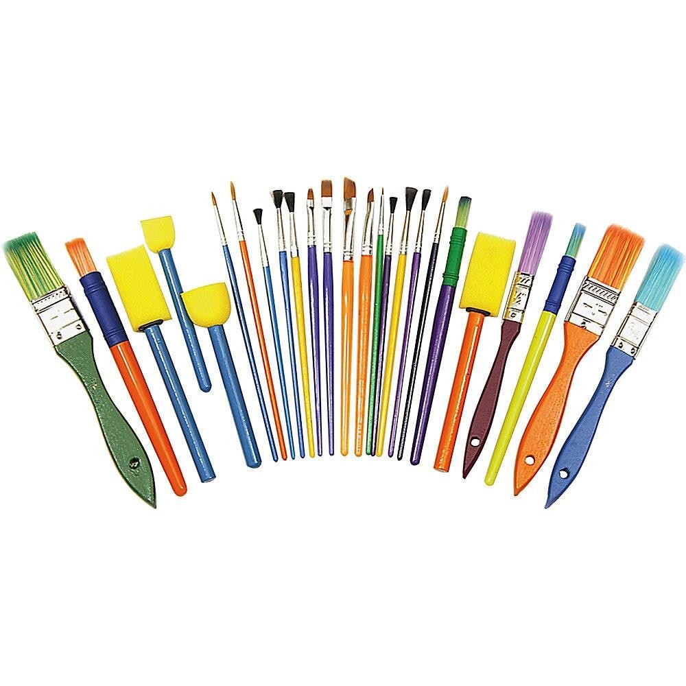 Creativity Street Starter Brush Set, Assorted Sizes/Colors, 25 Pieces/Set