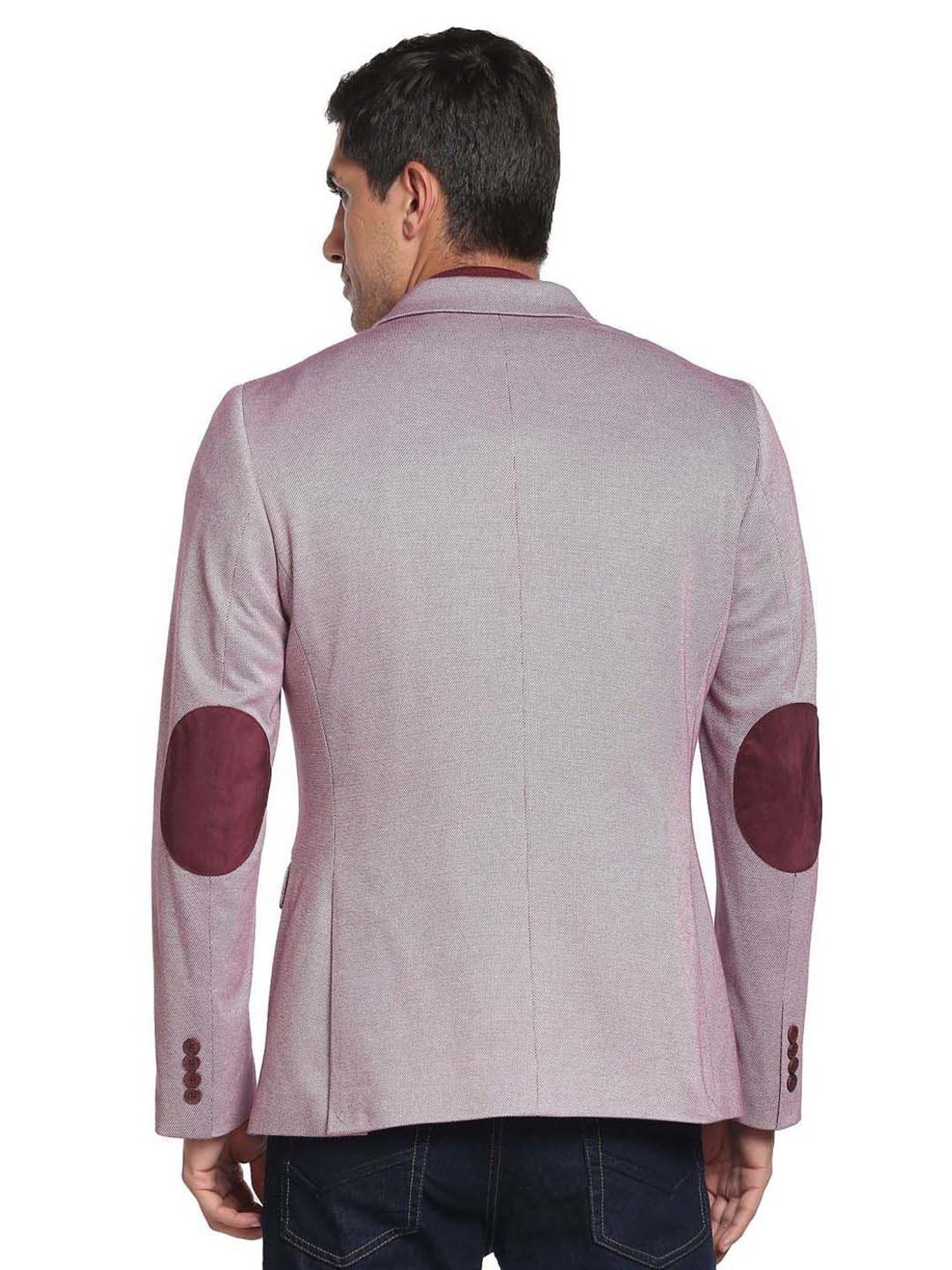 Arrow Maroon Slim Fit Printed Blazer