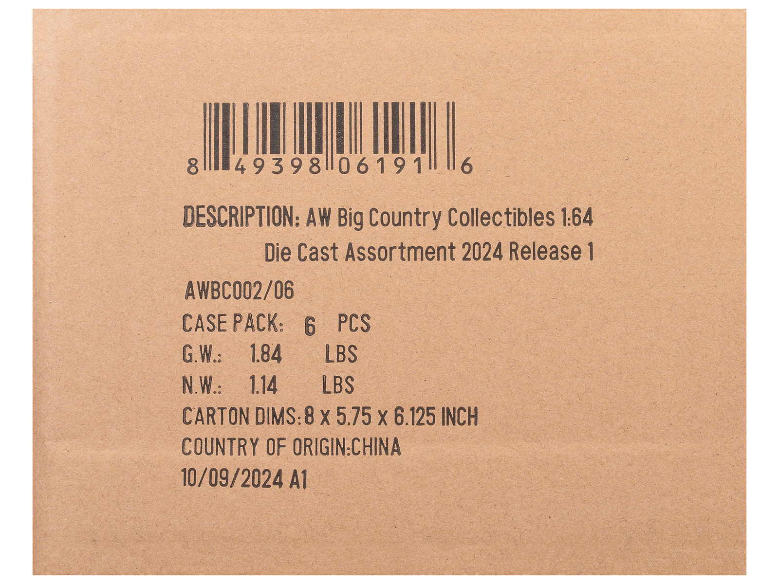 Big Country Collectibles 2024 Release 1 Set of 6 pieces 1/64 Diecast Model Cars by Auto World