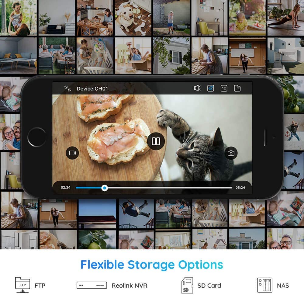 Reolink 5MP PoE Camera Outdoor/Indoor IP Security Video Surveillance Work with Google Assistant, IR Night Vision Motion Detection Sound Support SD Card Slot RLC-410-5MP