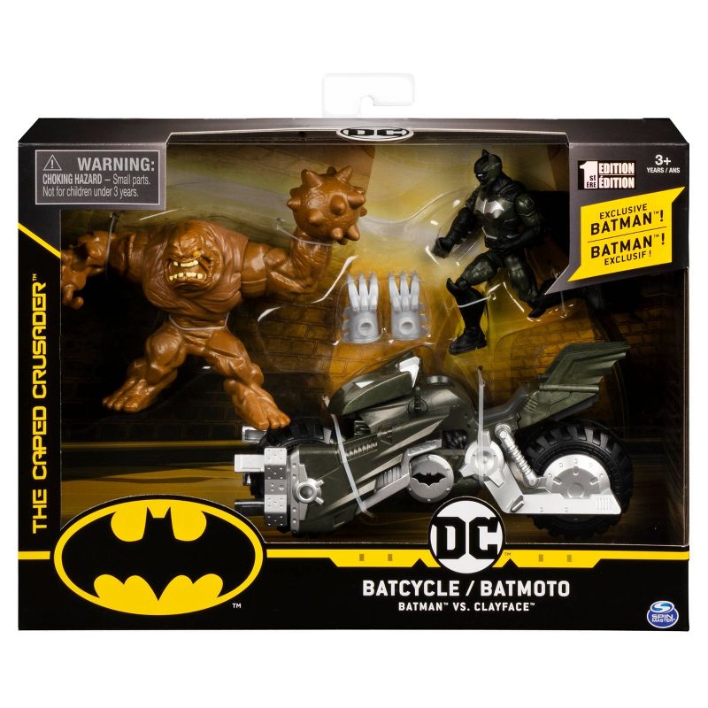 Batman Batcycle Vehicle with Exclusive Batman and Clayface 4" Action Figures