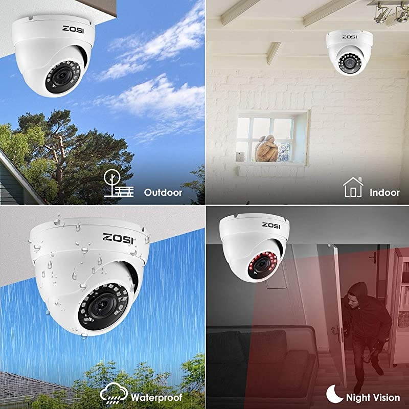 4 Pack 1080P Security Cameras 2.0MP Waterproof Outdoor Indoor 80ft Day Night CCTV White Dome Surveillance Cameras Compatible with 720P/1080N/1080P/5MP/4K HD-TVI AHD CVI Analog CCTV DVR Systems