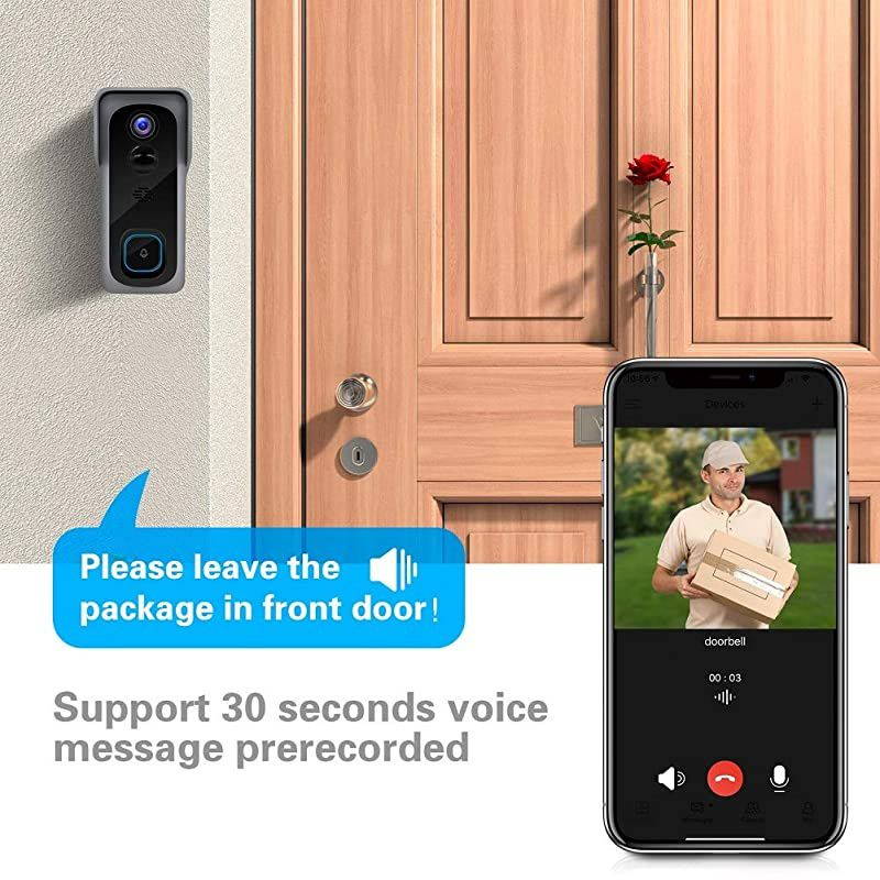 Upgrade WiFi Video Doorbell Camera 1080P Wireless Home Security Front Door Bell 32GB SD CardChime Bullet Camera Doorbell WiFi with Motion Detector Waterproof 2Way Audio166&deg; Wide Angle