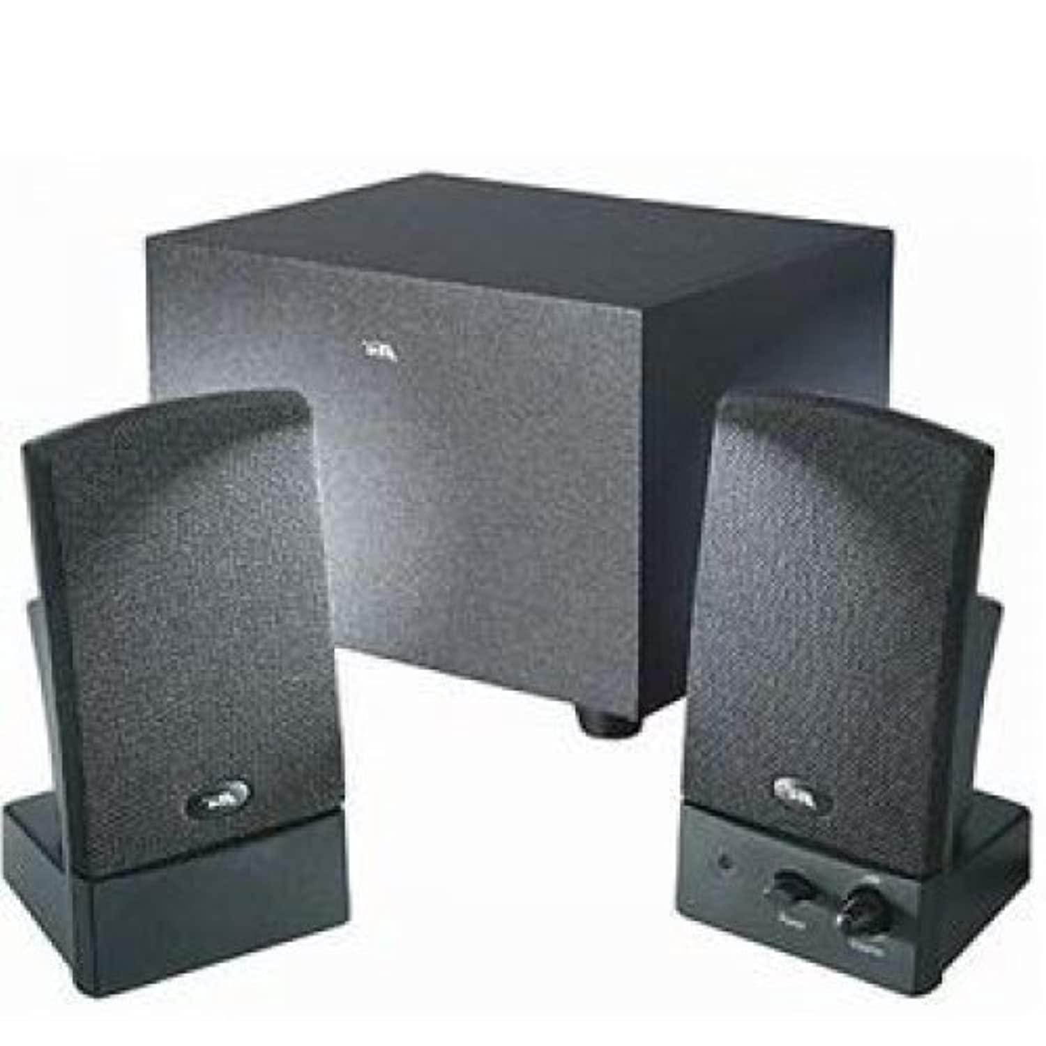 cyber acoustics ca-3001wb 2.1ch 3pcs speaker system w/ subwoofer 14w (black) bare drive