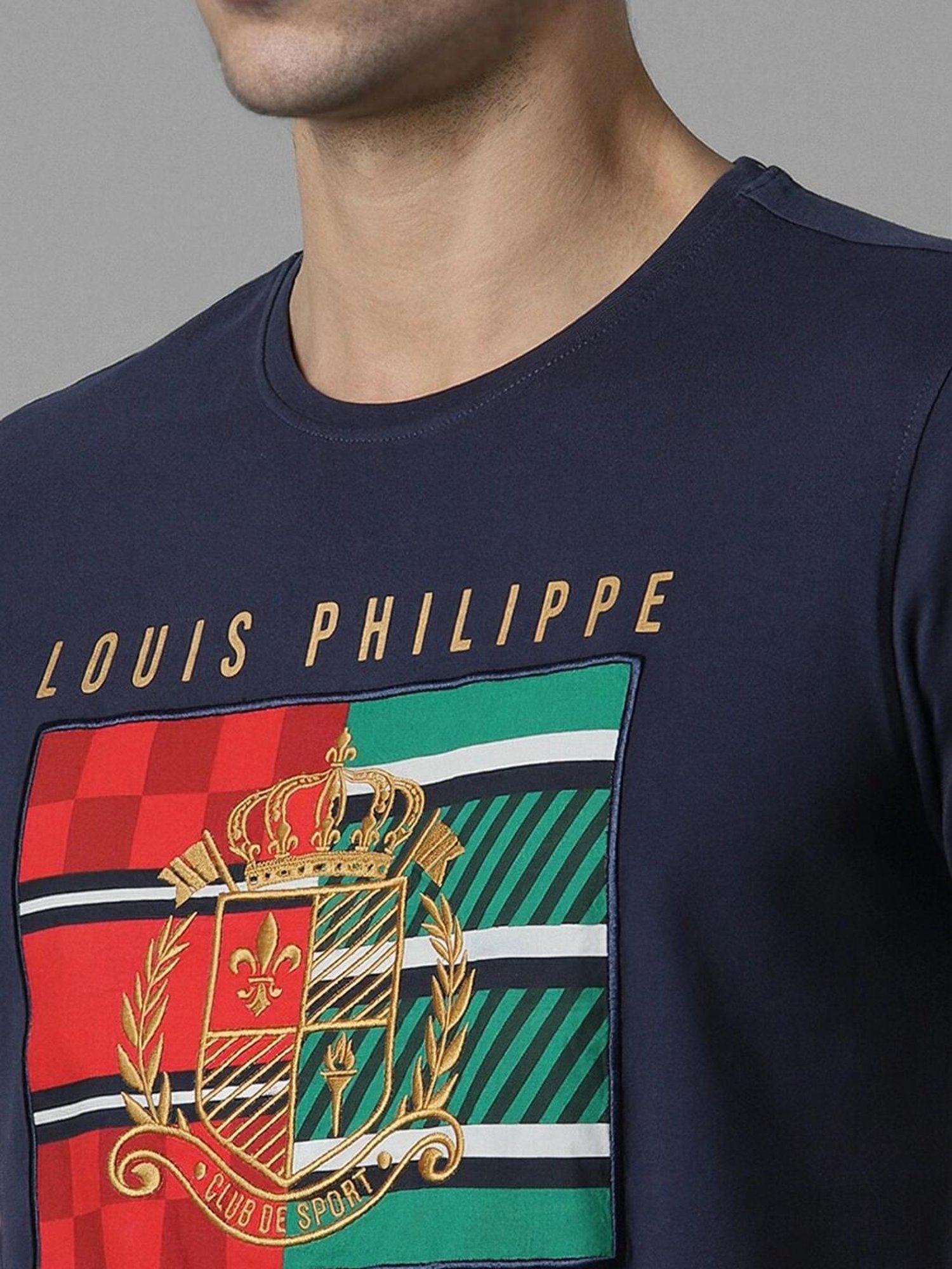 Louis Philippe Navy Slim Fit Printed T-Shirt