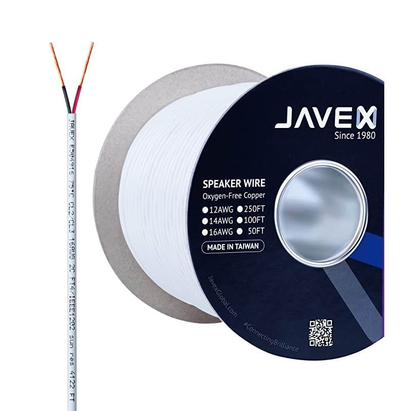 CL3CL2 inWall OFC Speaker Wire 16Gauge AWG OxygenFree Copper 999 for Home Theater and Audio Systems Installation White100FT