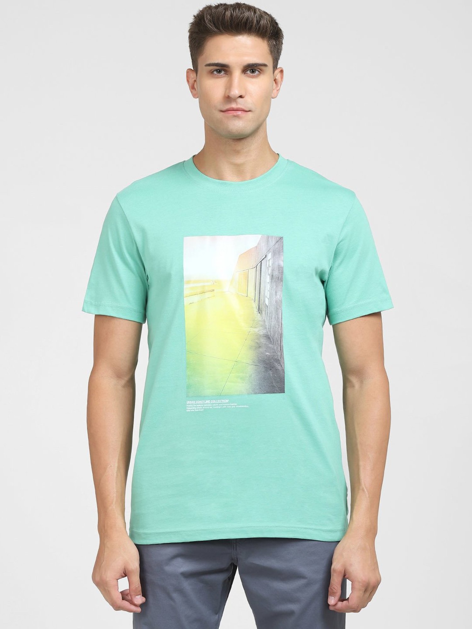 SELECTED HOMME Green Spruce Cotton Regular Fit Printed T-Shirt