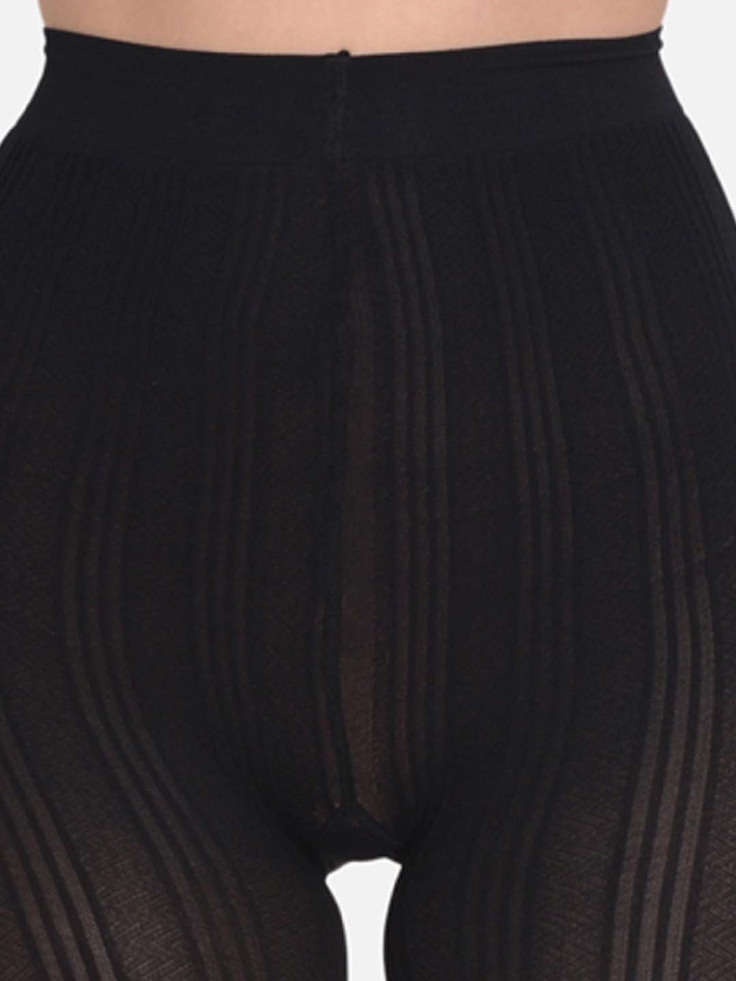 mod & shy Black Self Pattern Pantyhose Stockings