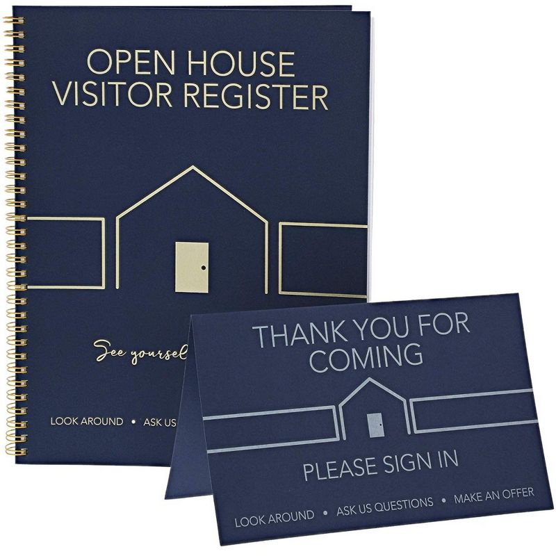 Juvale Open House Visitor Guest Registry Sign In Book and Tent Card (2 Pack)