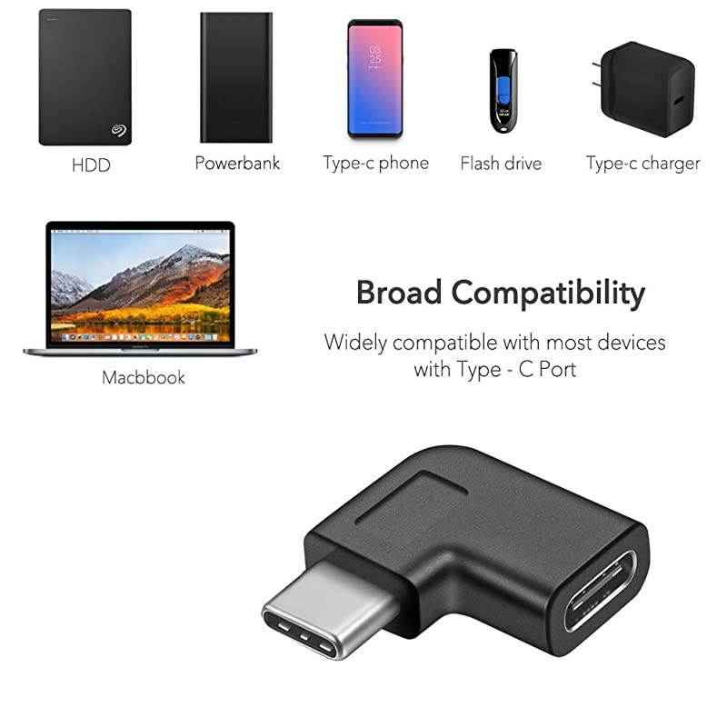 LShape 90 Degree USB C Type C Male to Female Adapter Right amp Left Angled 90 Degree USBC USB 31 TypeC Male to Female Extension Adapter 1 Pack