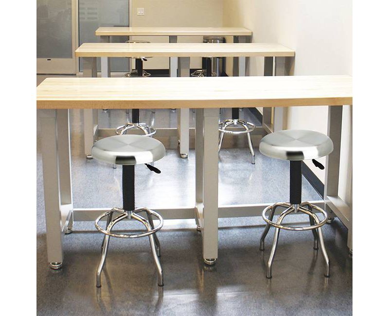 Stainless Steel Top Pneumatic Work Adjustable Height Barstool Silver - Seville Classics