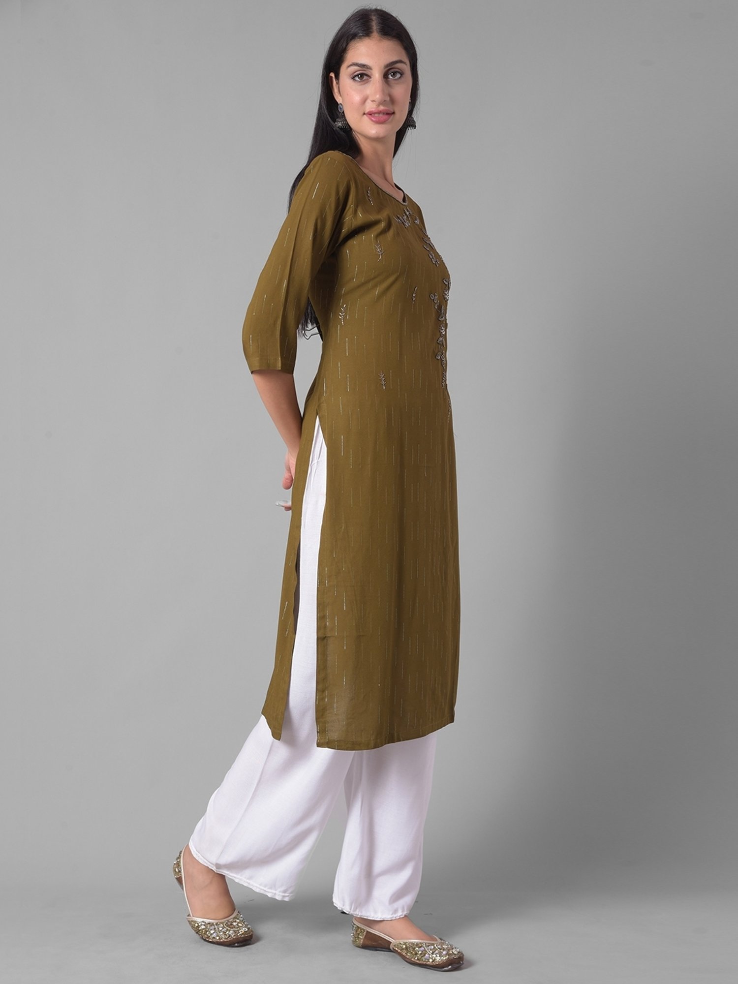 Dollar Missy Green Embellished Straight Kurta