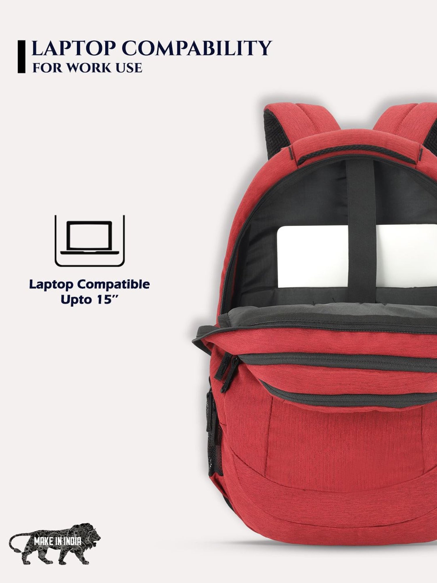 Lavie Sport Peak Red Polyester Solid Laptop Backpack - 34 Ltrs
