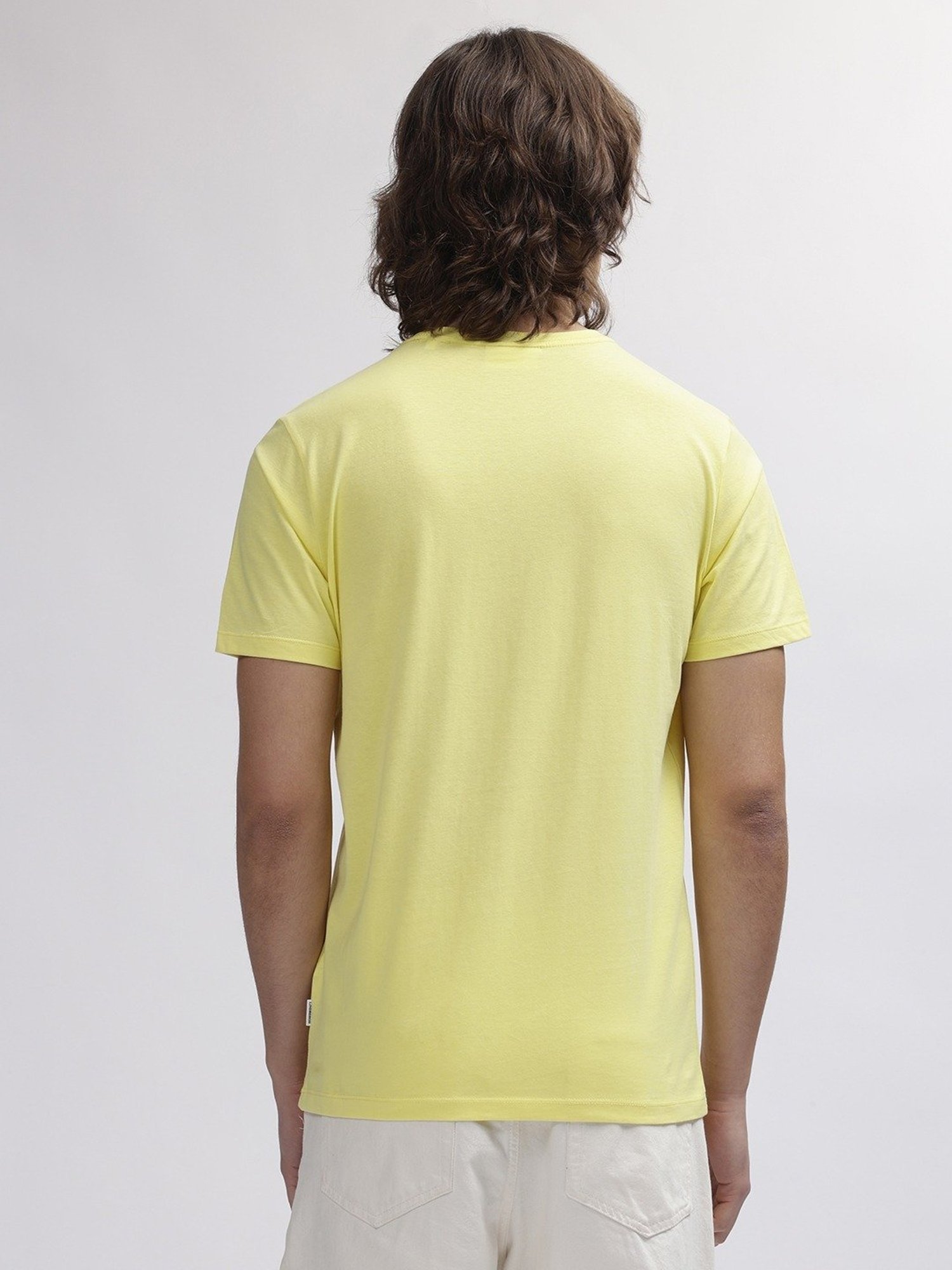 Lindbergh Yellow Cotton Regular Fit Printed T-Shirt