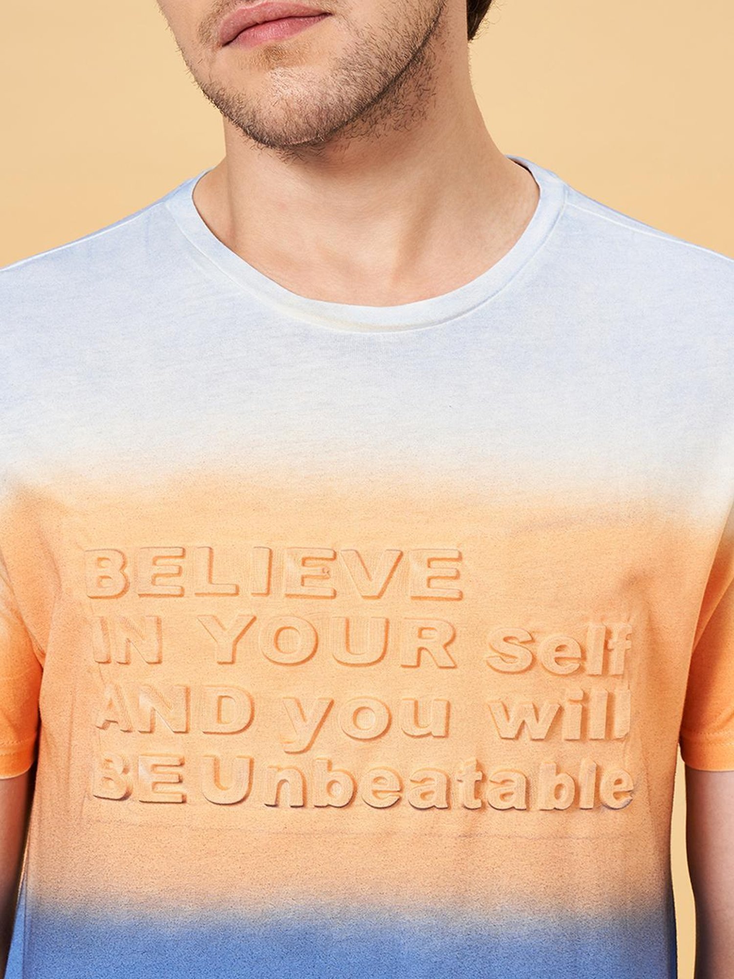 People by Pantaloons Blue Quartz Cotton Slim Fit Printed T-Shirt