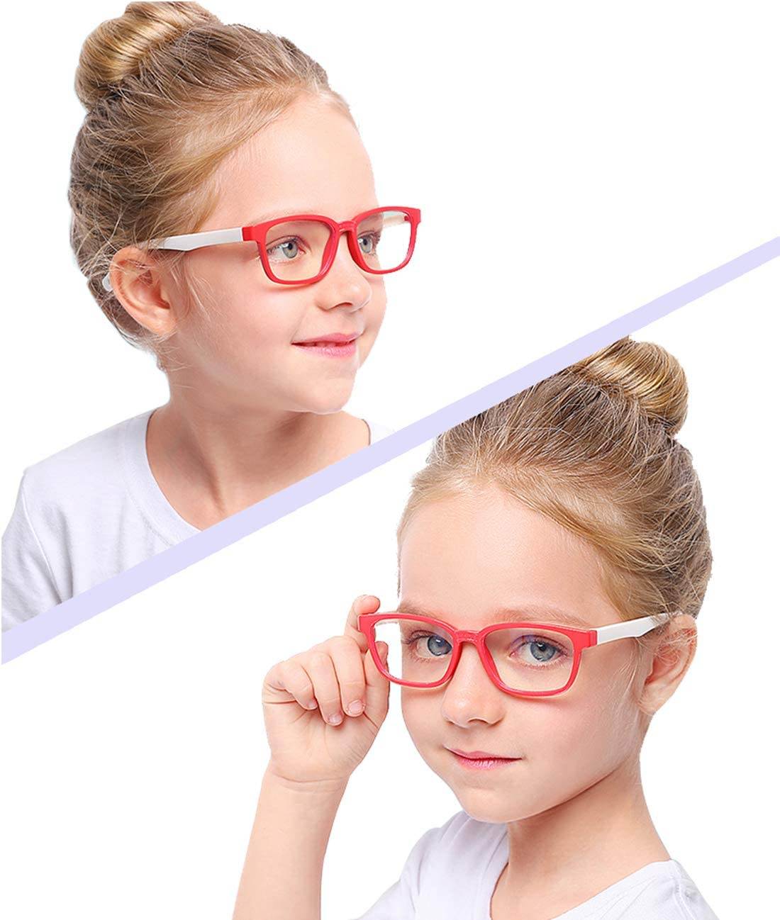 Anti Blue Light Glasses for Kids Computer Glasses,UV Protection Anti Glare Eyeglasses Computer Glasses Video Gaming Glasses for Children(Black-Red)