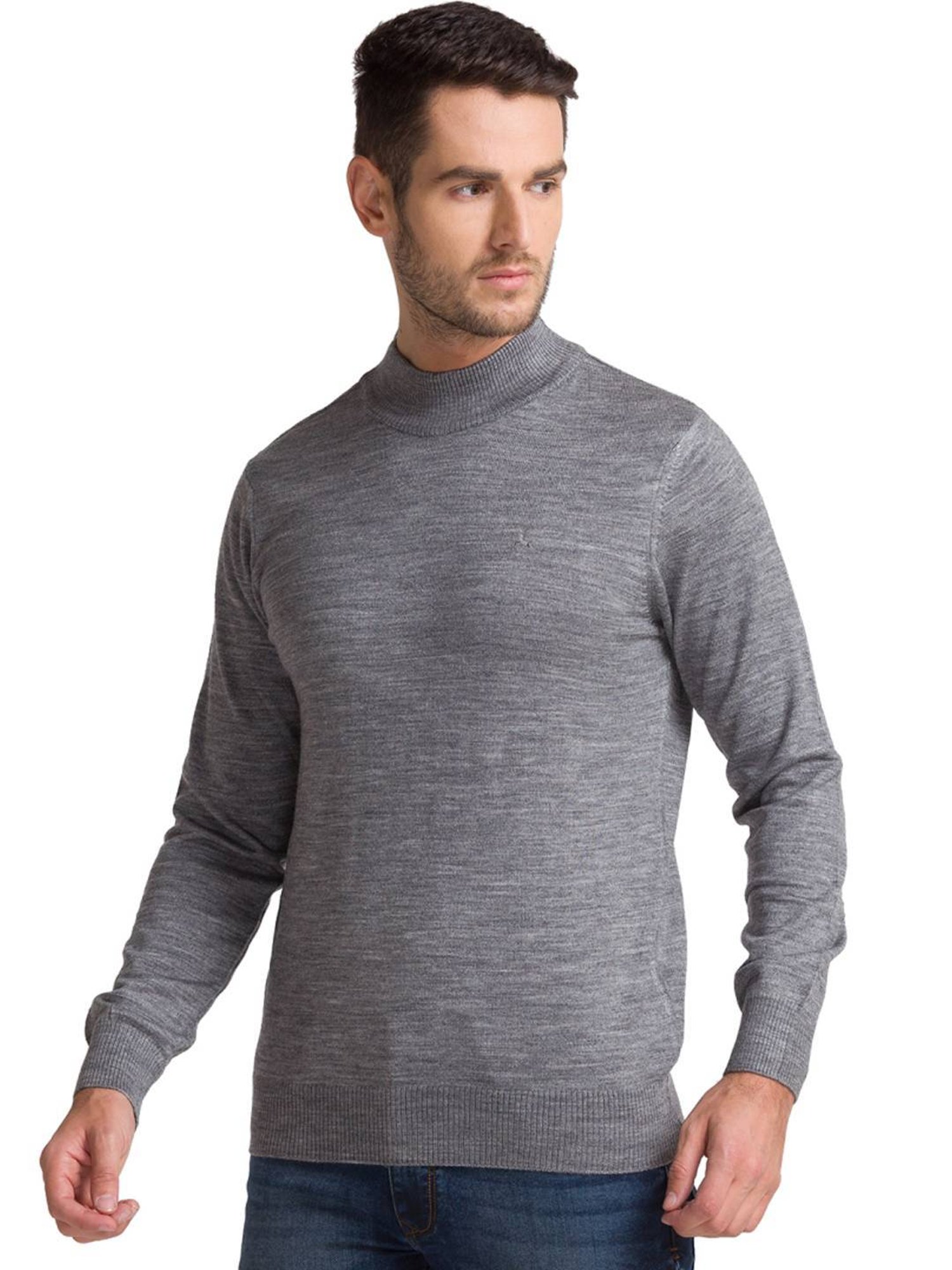 Parx Grey Regular Fit Sweaters