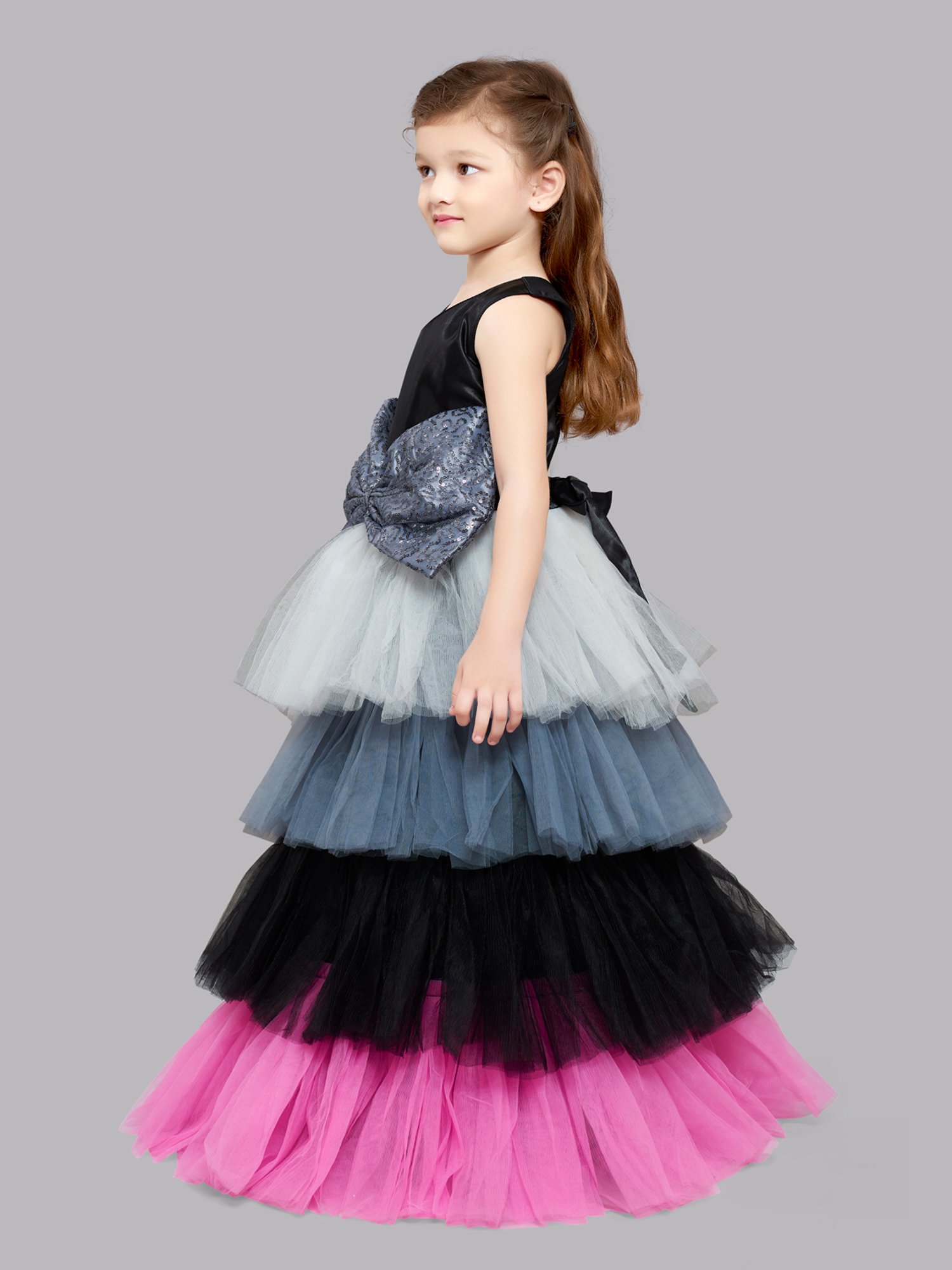 Pink Chick Kids Multicolor Solid  Gown