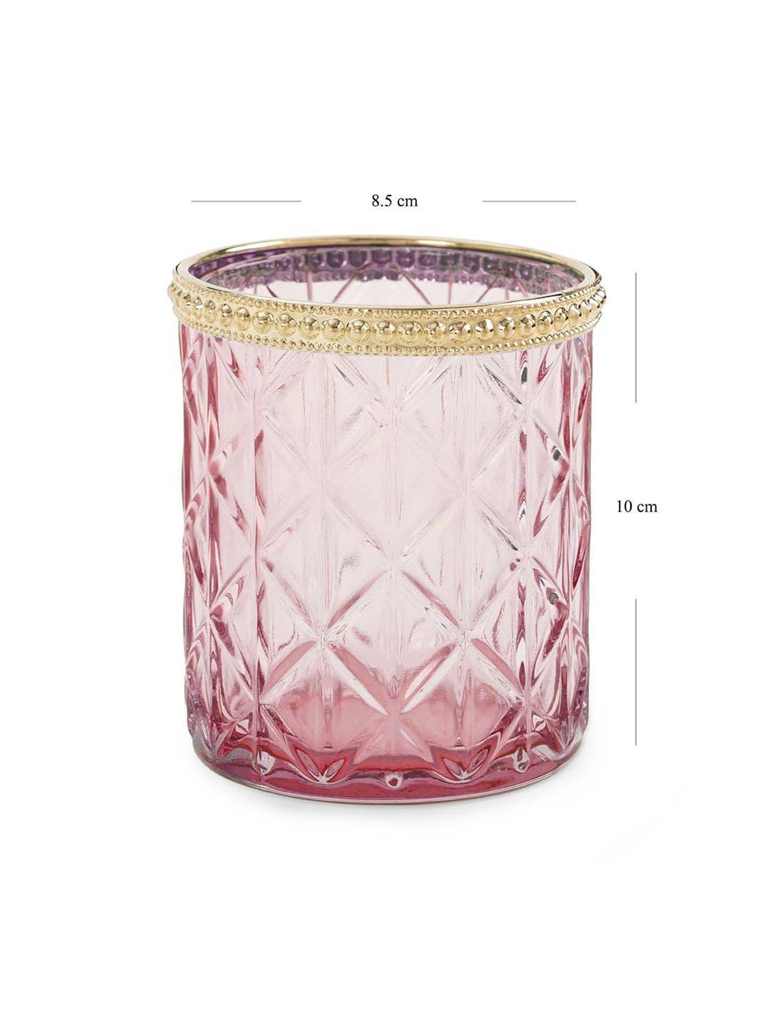 Pure Home and Living Pink Glass Tea Light Holder - Set of 2