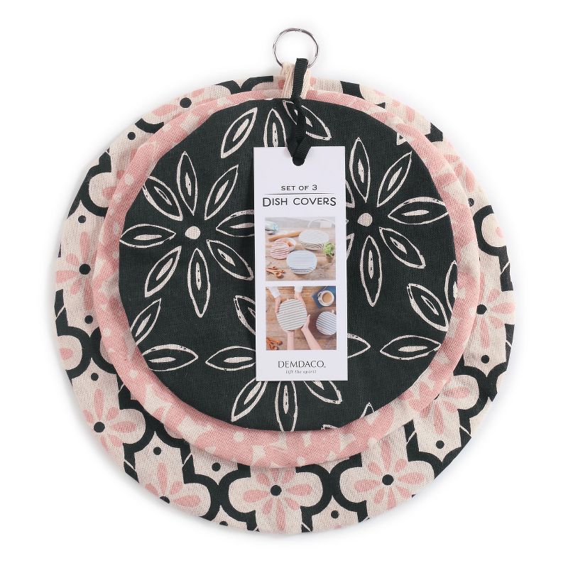 DEMDACO Heaping Teaspoons Dish Covers Set of 3 11 x 11 - Pink