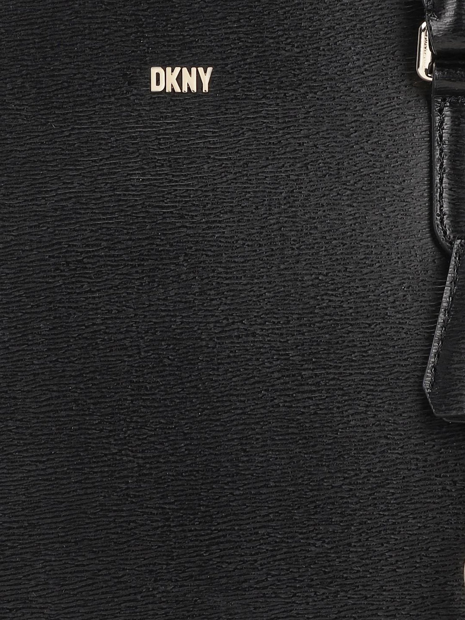Dkny Black Leather Solid Tote Handbag