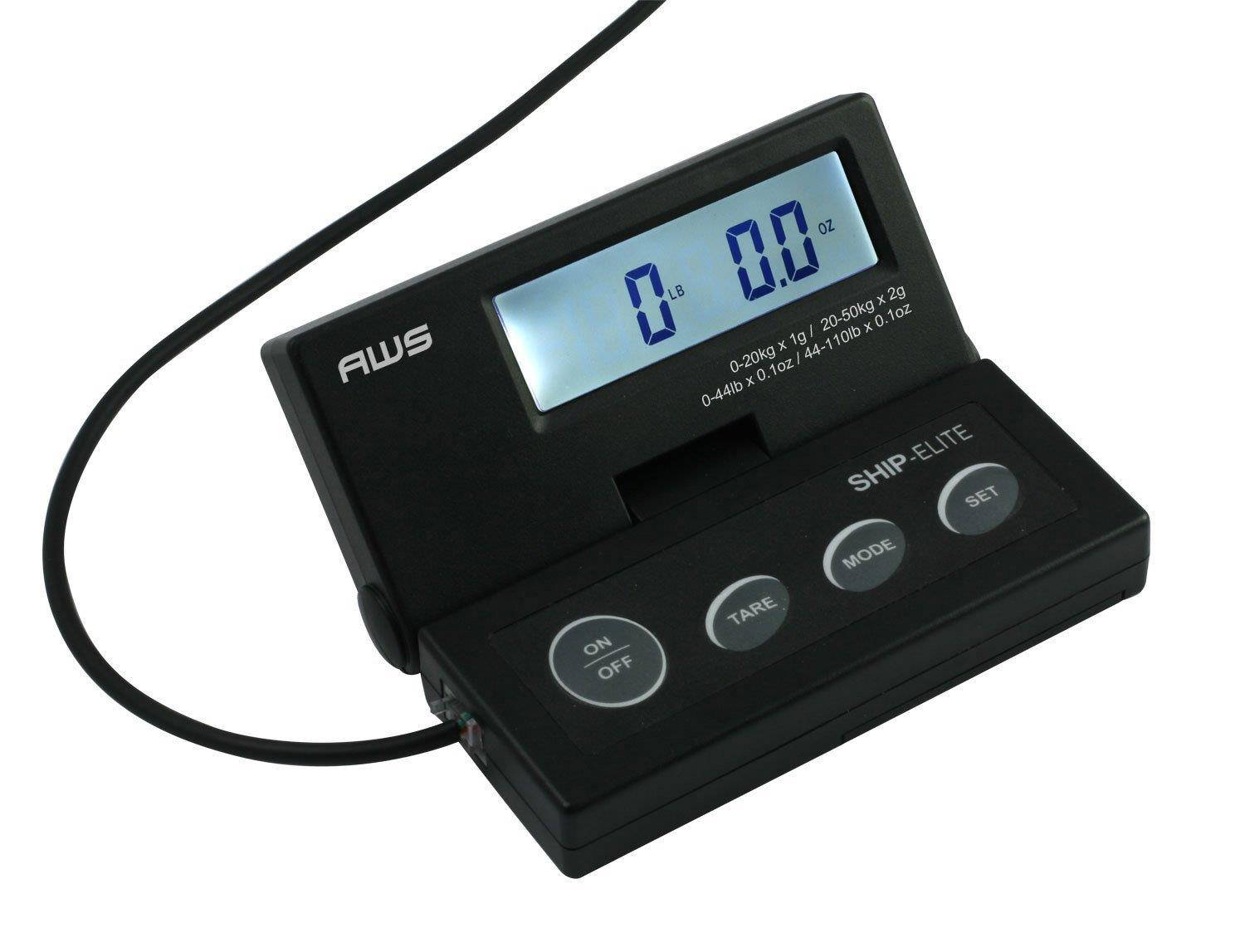 American Weigh Scales SE-50 Ship Elite Black Low Profile Shipping Scale with Backlit LCD and 110-Pound Capacity