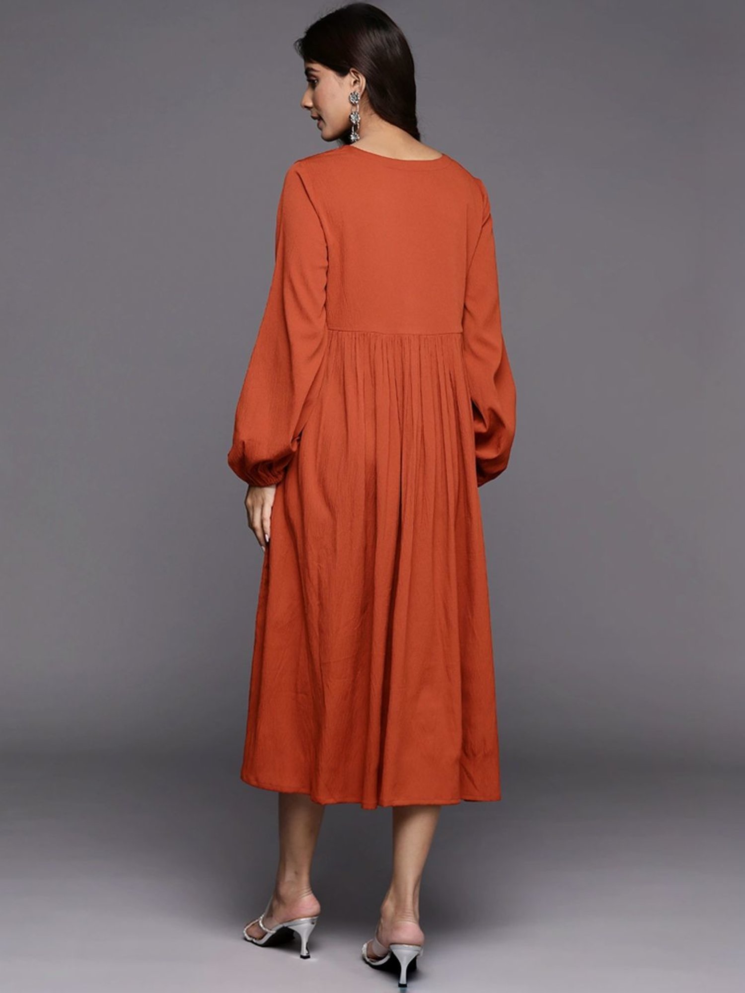 Varanga Rust A-Line Dress