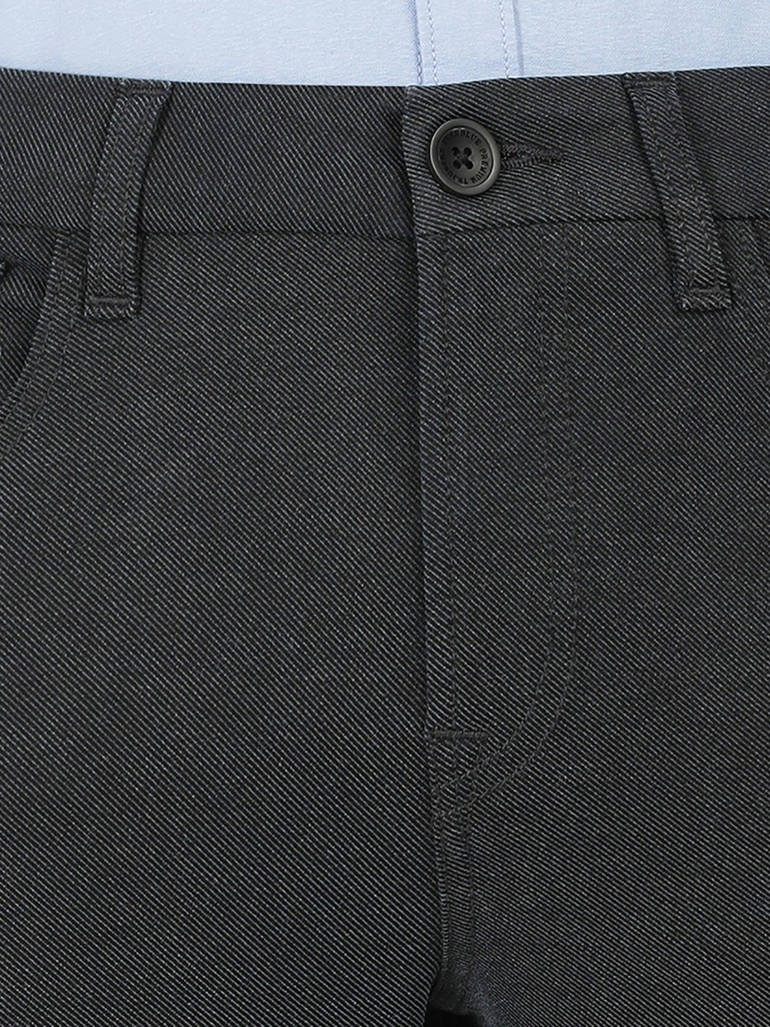 EVERBLUE Charcoal Grey Midrise Five Pocket Trousers
