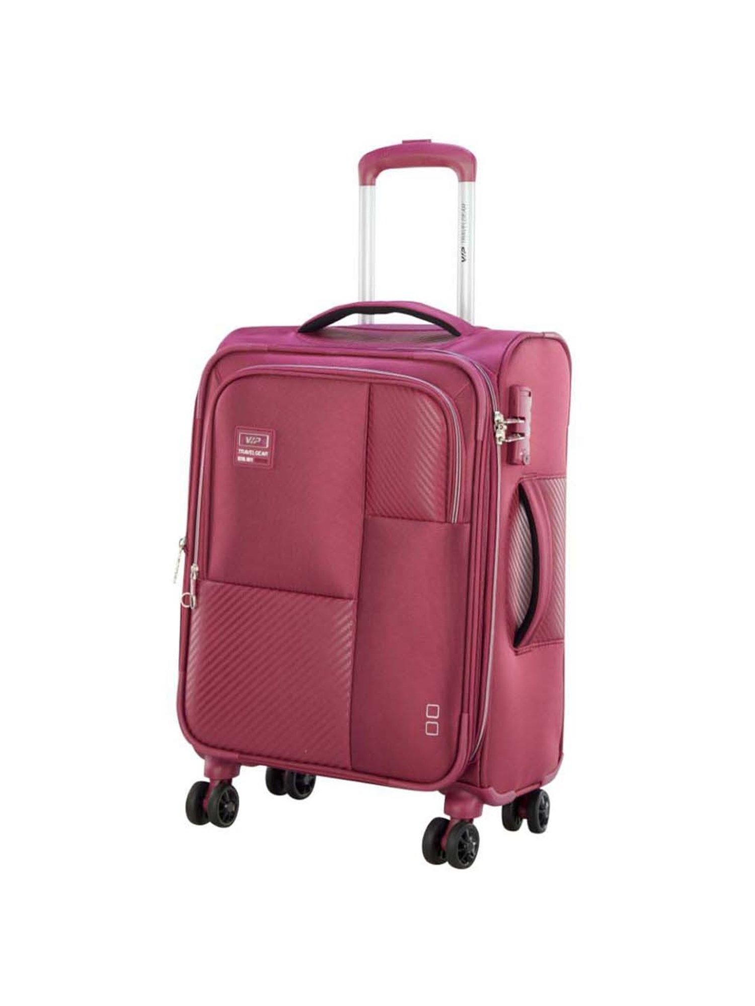 VIP Cardinal Str Exp Burgundy Striped Soft Cabin Trolley Bag - 39.5 cm