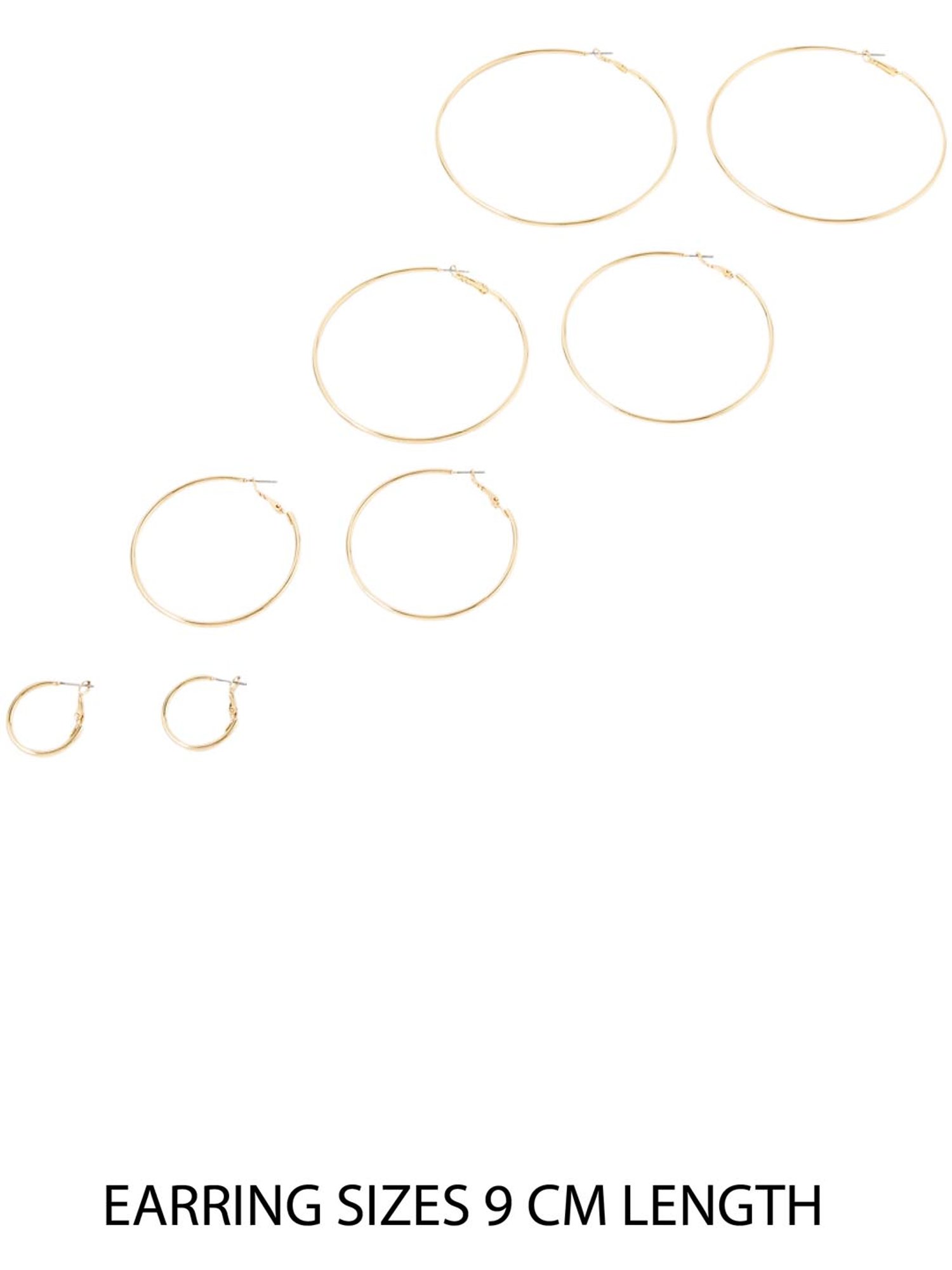 Accessorize London Golden Hoop Earrings (Set of 4)