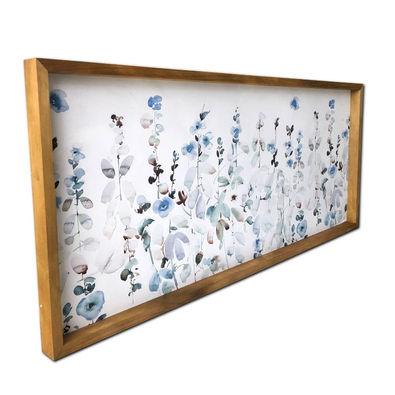 19" x 45" Garden Wood Framed Wall Canvas Soft Blue - Gallery 57