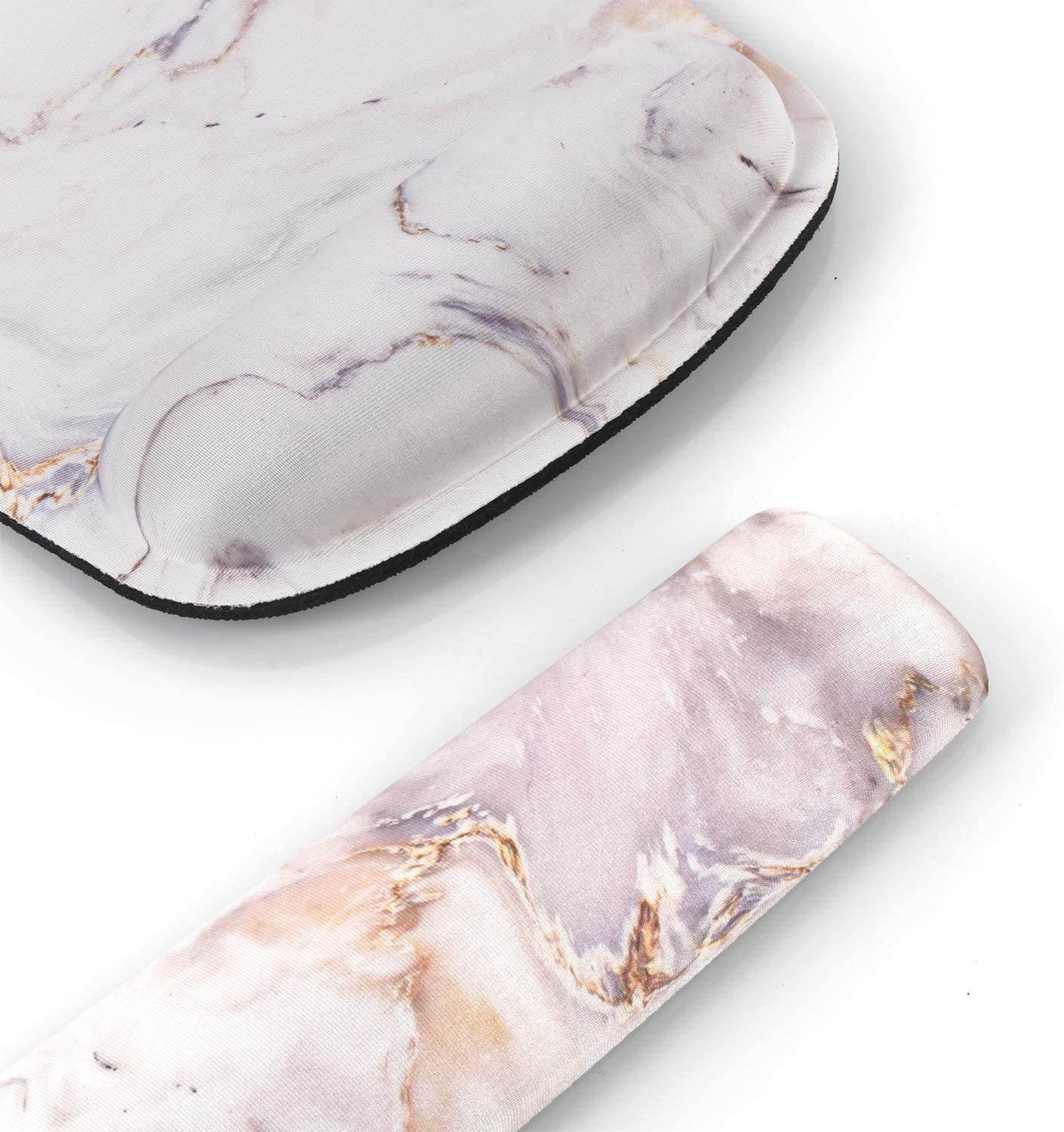 Artiron Keyboard Wrist Rest and Ergonomic Mouse Pad with Wrist Support, Memory Foam Filled Non Slip Base Easy Typing and Relieve Wrist Pain for Computer Office Laptop (Platinum Marble)