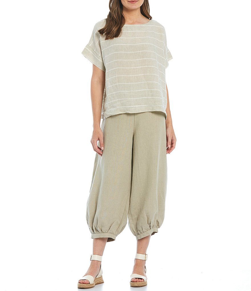 Bryn Walker Campa Natural Linen Balloon Leg Pull-On Pants