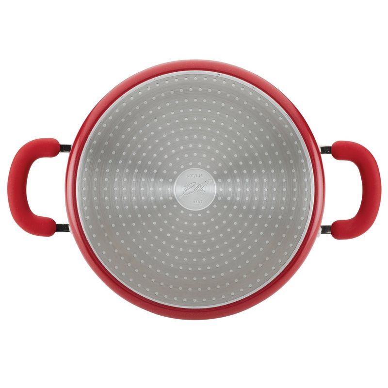 Rachael Ray Create Delicious 6qt Aluminum Nonstick Stock Pot with Lid Red