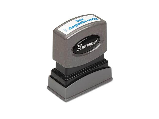 Xstamper ECO-GREEN 1333 Title Message Stamp, for DEPOSIT ONLY, Pre-Inked/Re-Inkable, Blue