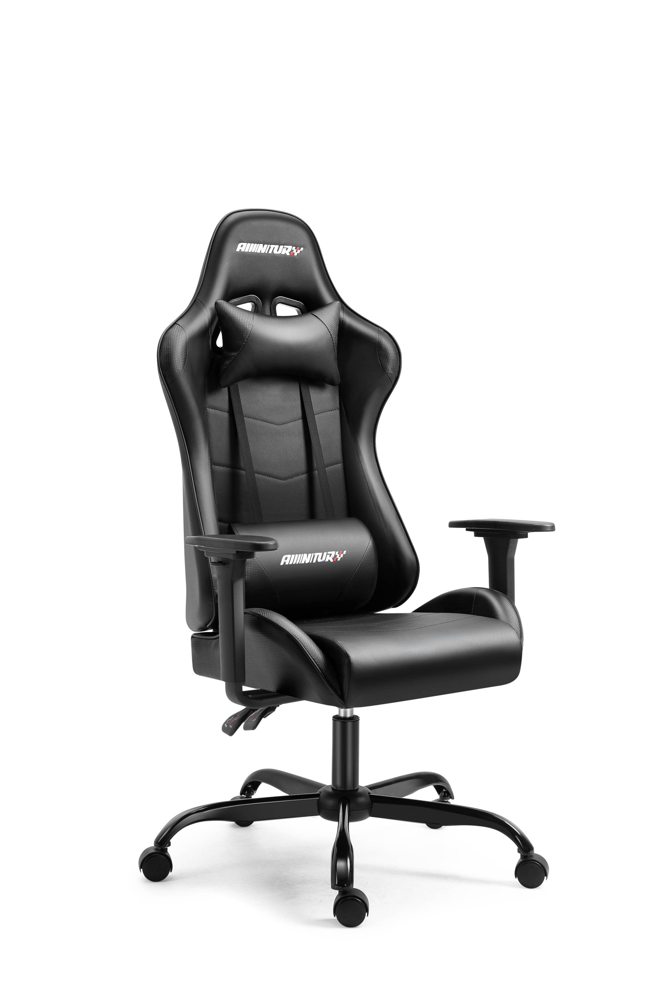 AMINITURE Gaming Chair Racing Style High Back Office Chair Seat Computer Game Chair Height Adjustment Swivel Recliner with Headrest and Lumbar Support