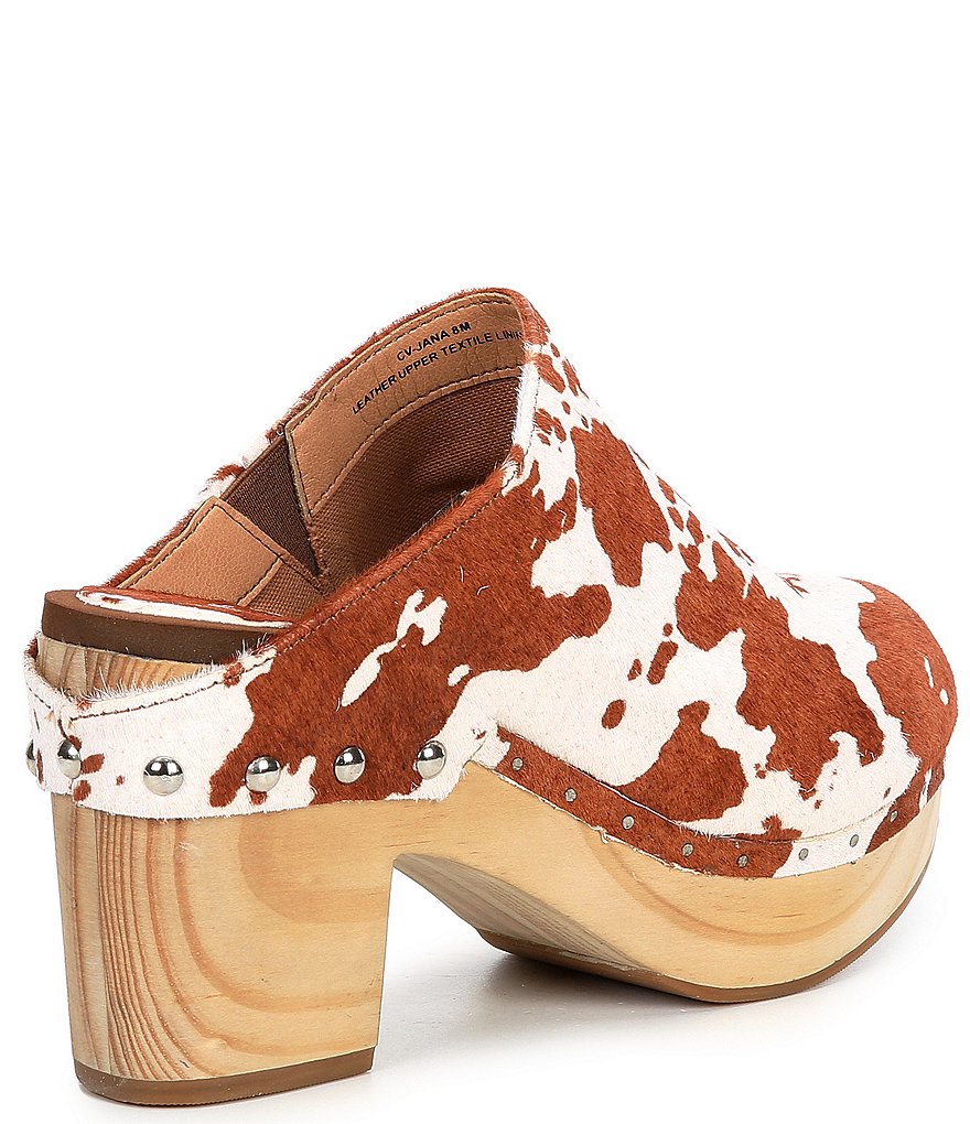 Chelsea & Violet Jana Cow Print Haircalf Clogs