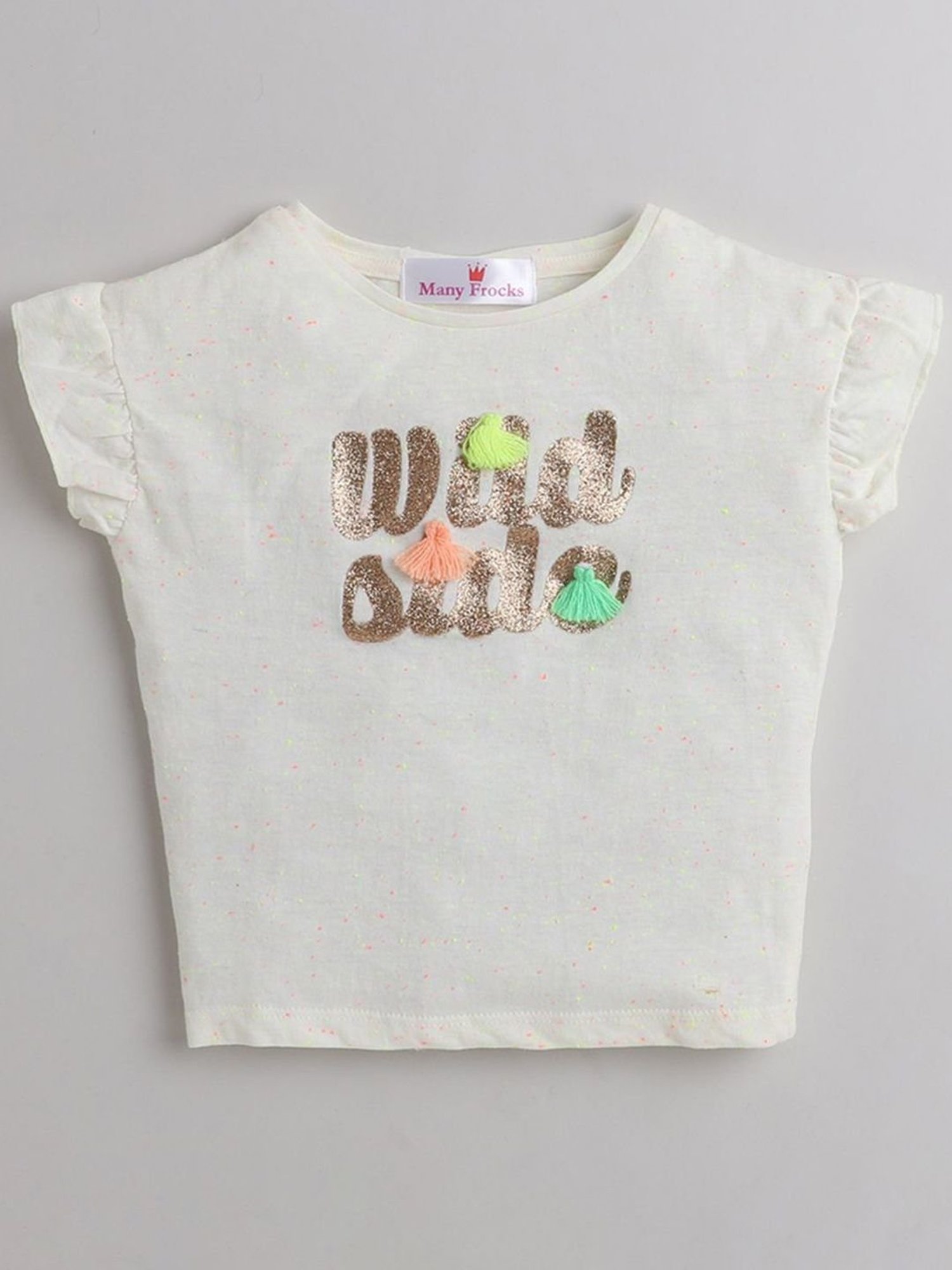 Many Frocks Kids Cream Printed Top