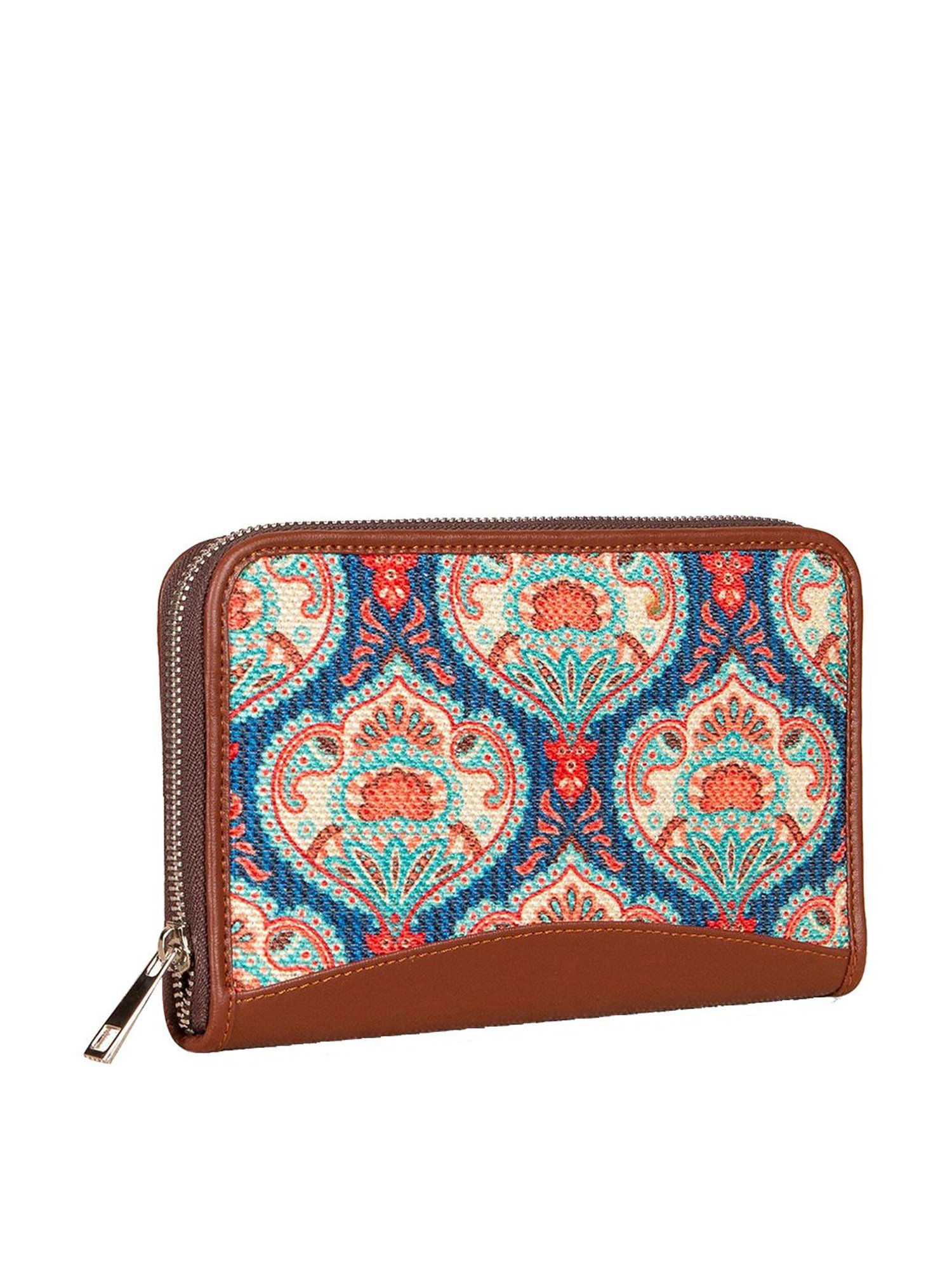 ZOUK Blue Printed Zip Around Wallet for Women