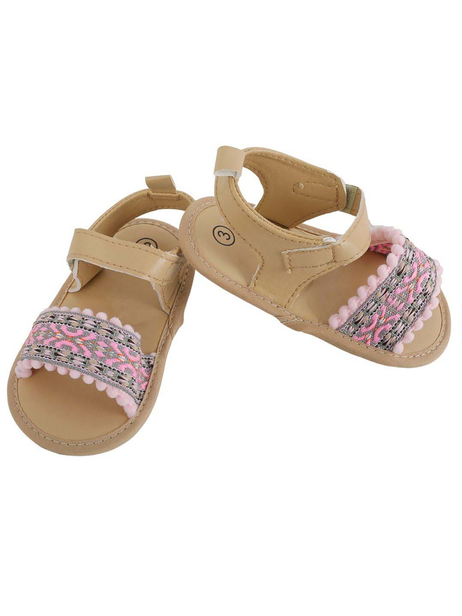 Baby Moo Kids Beige & Pink Casual Sandals