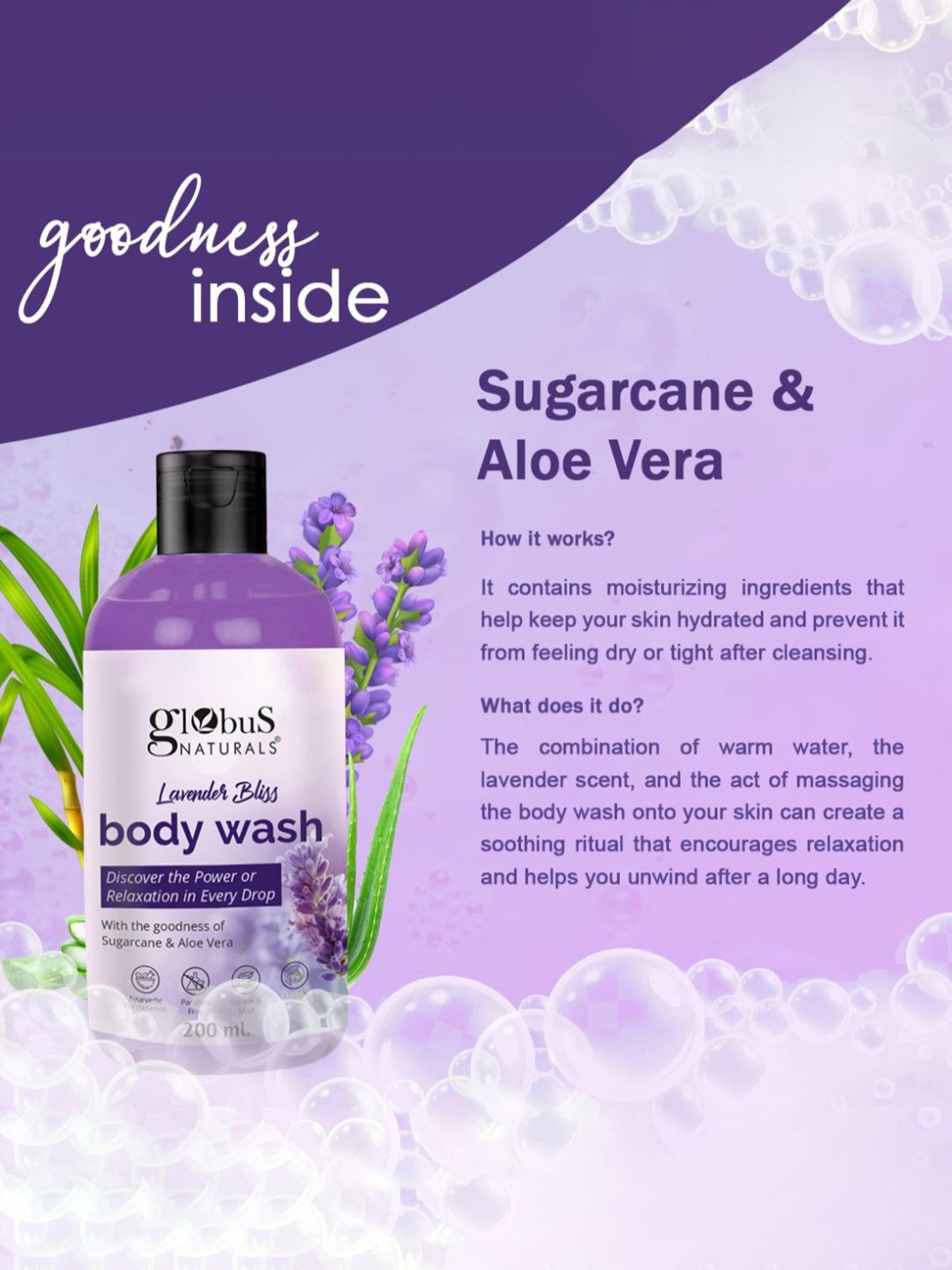 Globus Naturals Lavender Bliss Body Wash - 200 ml