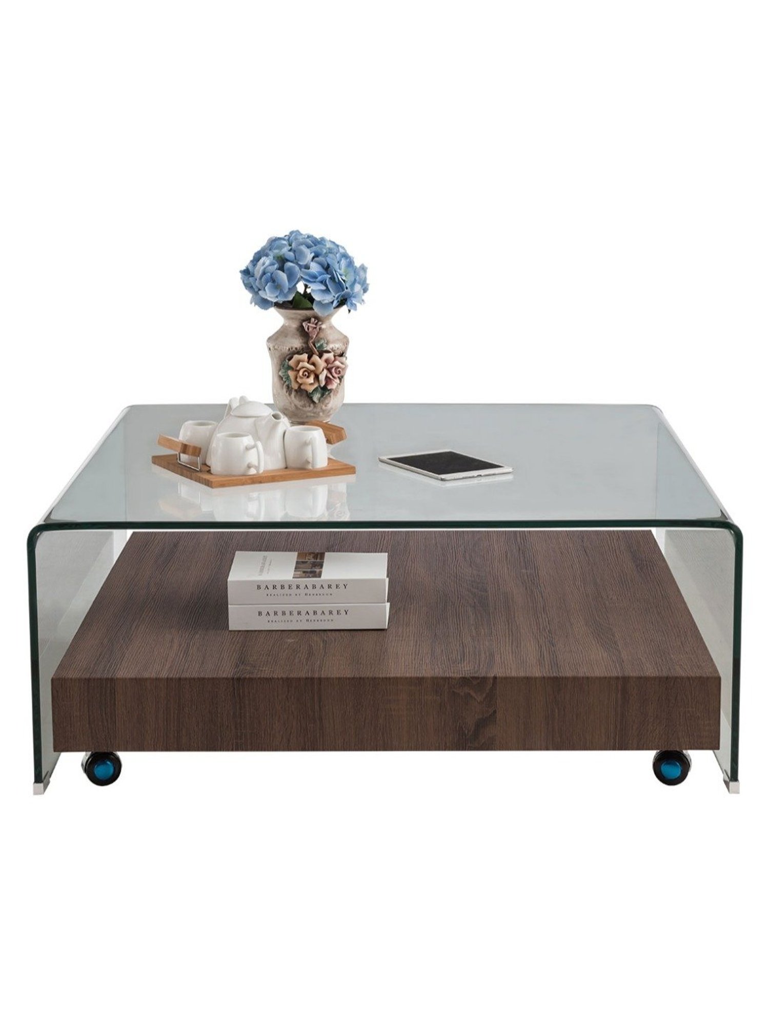 Durian Cole Transparent Glass Standard Size Coffee Table