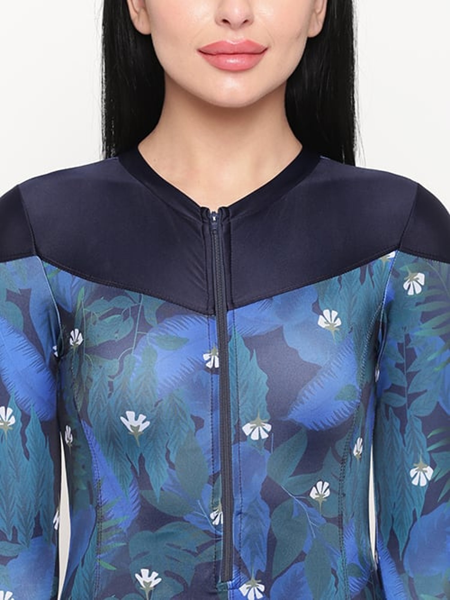 IO Navy Floral Print Swimsuit