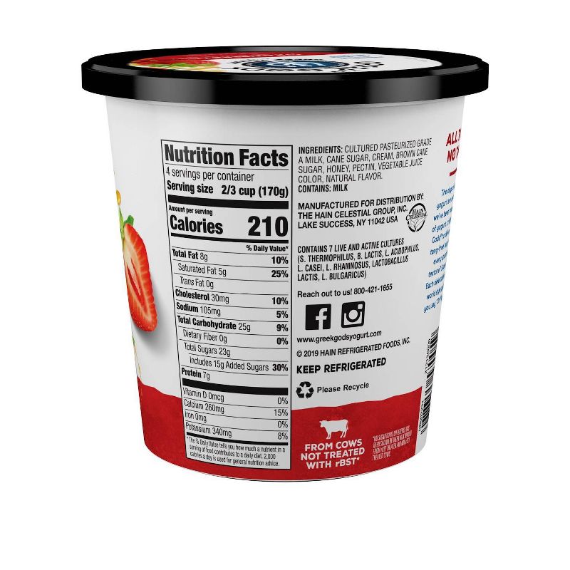 The Greek Gods Honey Strawberry Greek Yogurt - 24oz