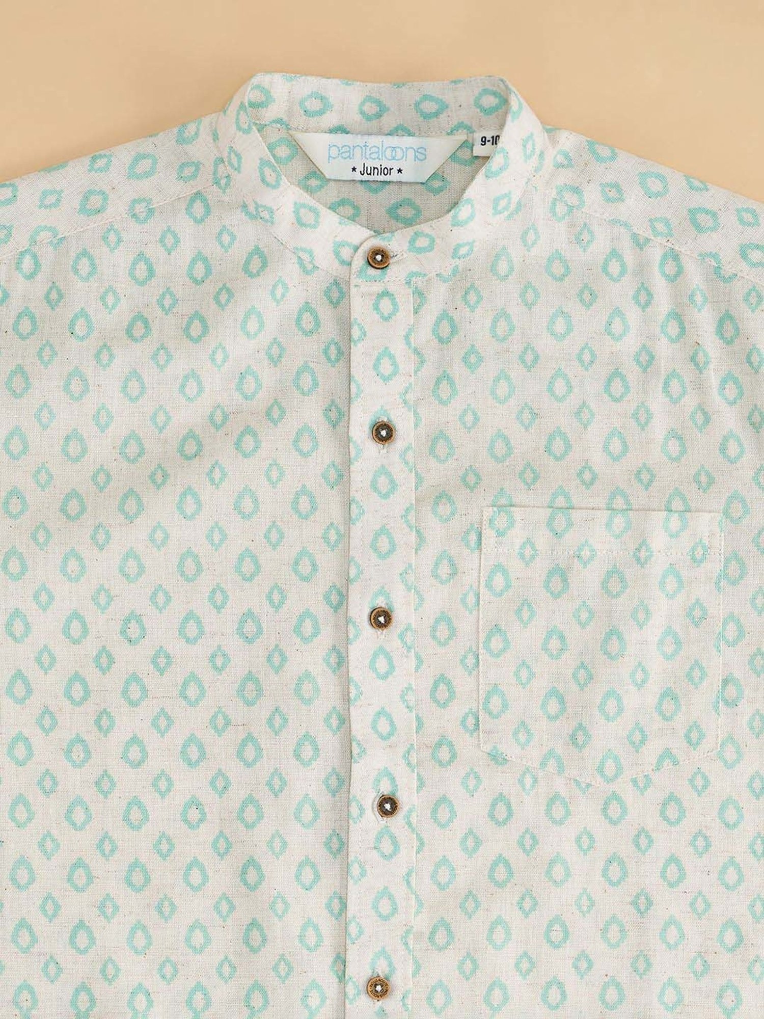 Indus Route by Pantaloons Kids Snow White Cotton Printed Shirt