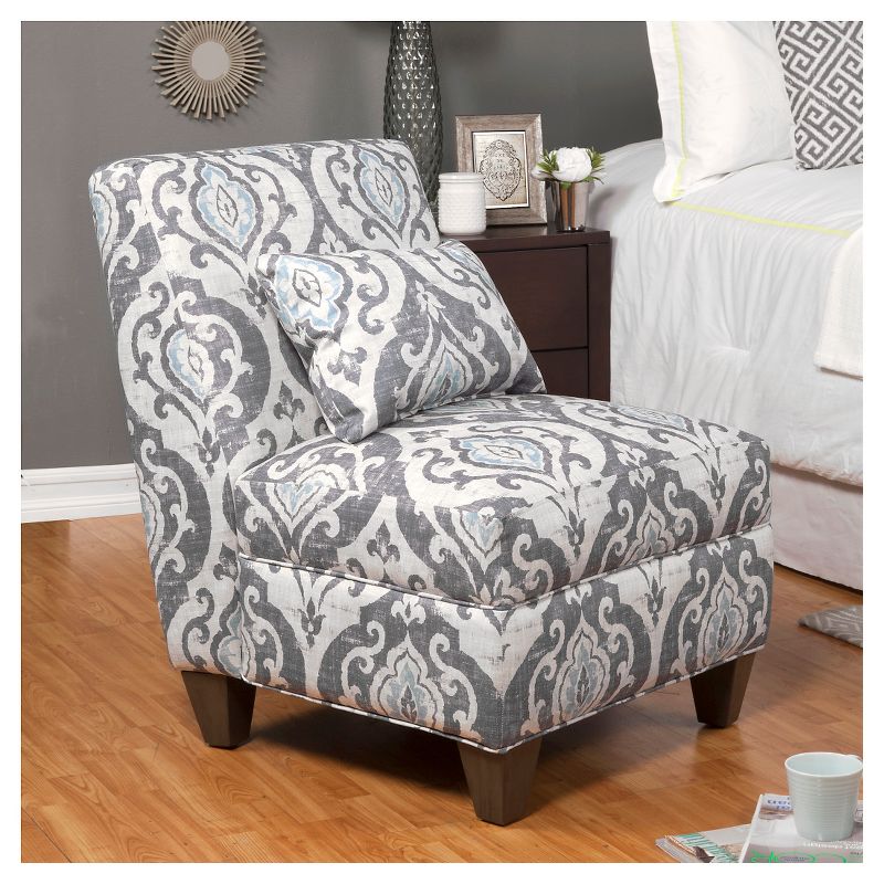 Blue Slate Collection Accent Chair Gray/Light/Large Damask - HomePop