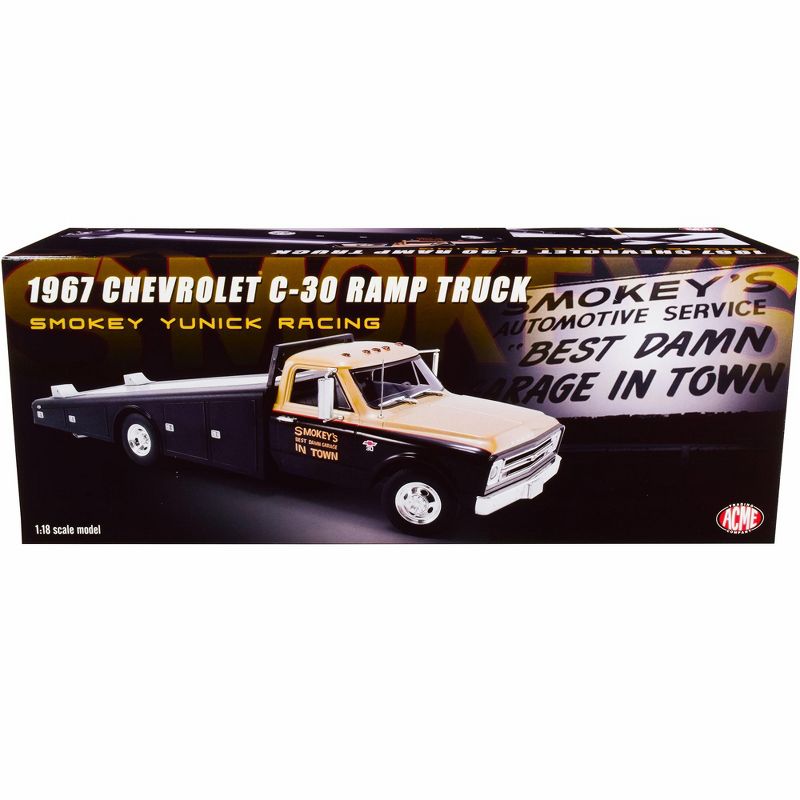1967 Chevrolet C-30 Ramp Truck Black and Gold "Smokey Yunick Racing" Limited Edition to 560 pcs 1/18 Diecast Model Car by ACME