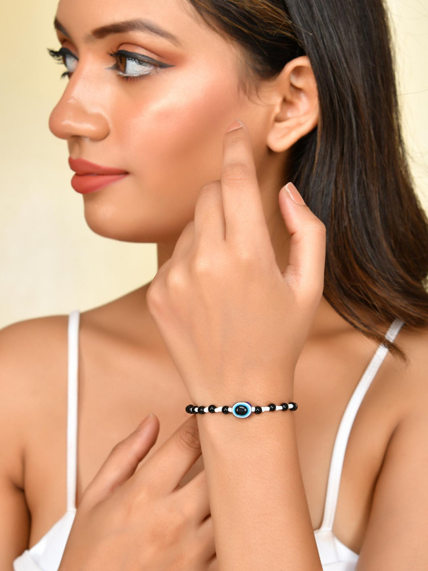 VOJ Stainless Steel Beads Brass Bracelet for Women