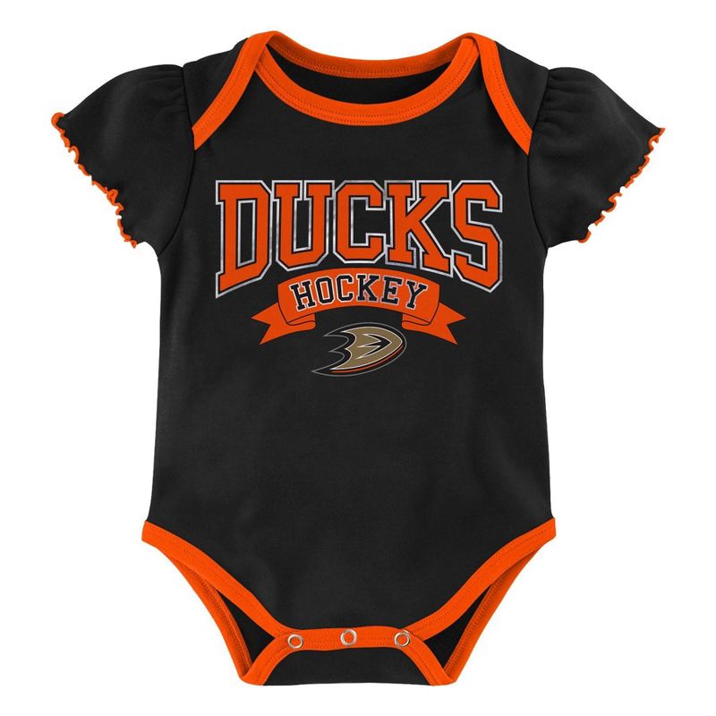 NHL Anaheim Ducks Girls' Winning Goal Bodysuit Set 3pk - 6-9M