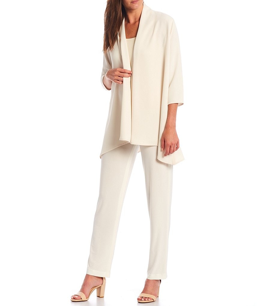 Caroline Rose Matte Crepe Open-Front Side Drape Jacket
